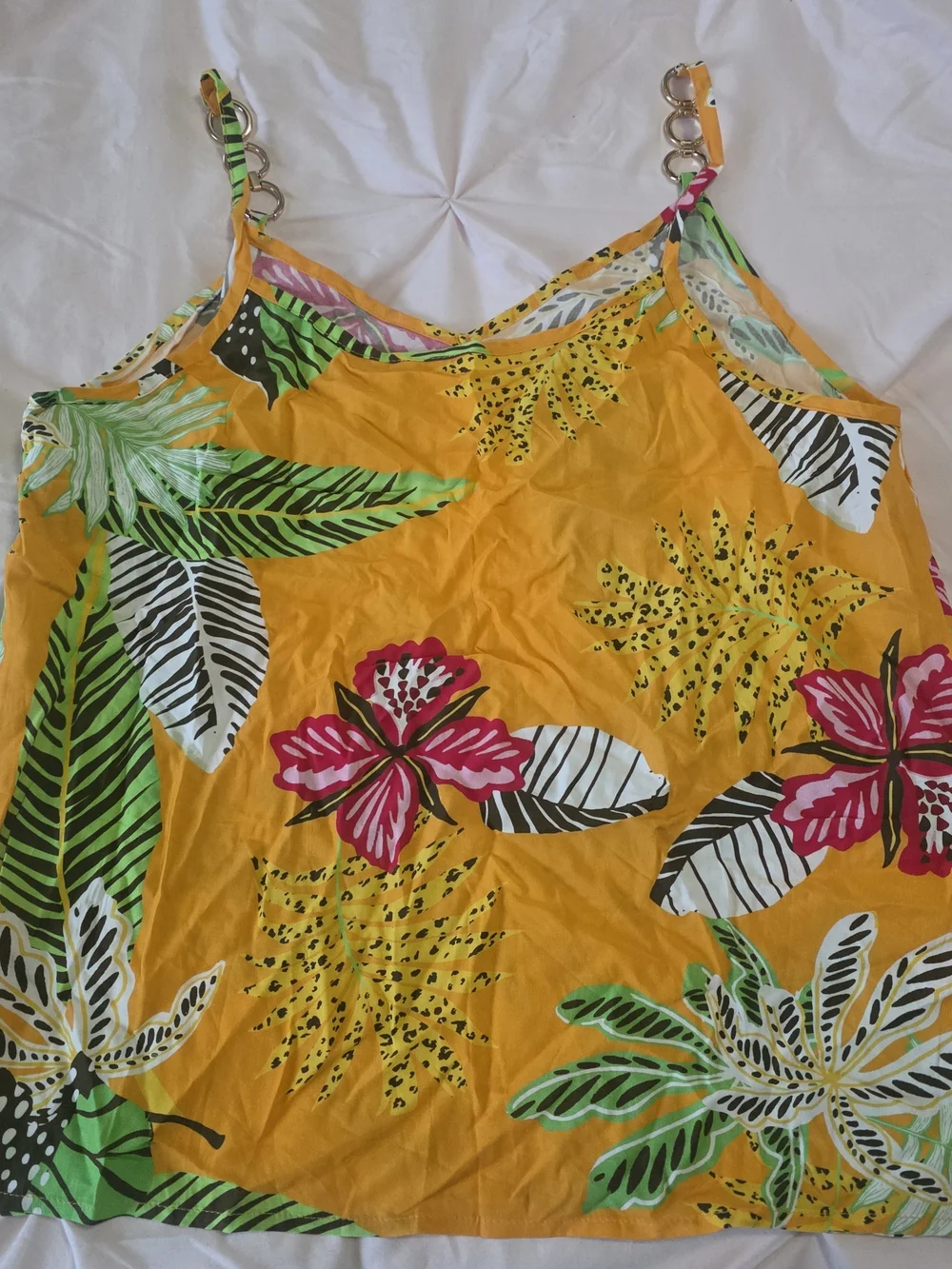 Tropical Orange Floral Chain-Strap Cami - Picture 5 of 5